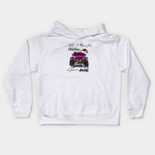 Christmas Jeep Pink Kids Hoodie